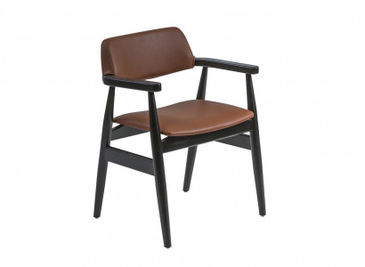 Design Armlehnstuhl Esszimmer Schwarz Möbel Holzstuhl Neu Sitz